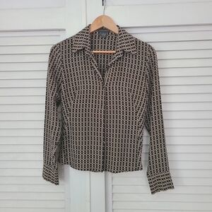 Banana Republic Black and Cream Geometric Shirt